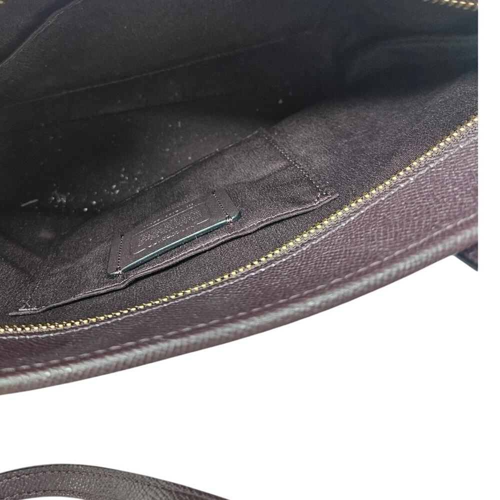 Coach Mini City Zip Tote Dark Brown Leather Minimalist Classic Career Top Handle - Picture 3 of 6